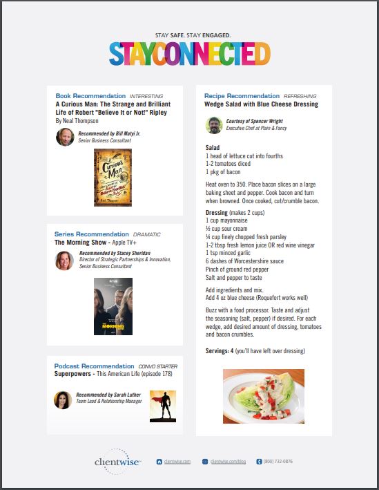 Stay Connected Recommendations - For You and Your Team 05/14/2020