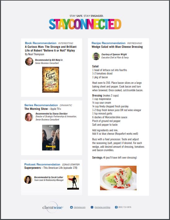 Stay Connected Recommendations - For You and Your Team 05/14/2020